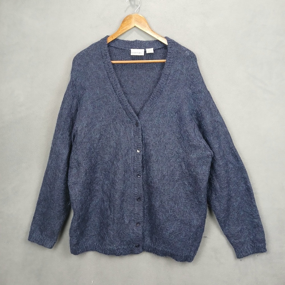 Fashion Bug Cardigan Sweater Womens 18W/20W Blue Rayon V Neck Button Front